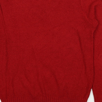 BHS Womens Red V-Neck Acrylic Pullover Jumper Size 10 - Size 10-12
