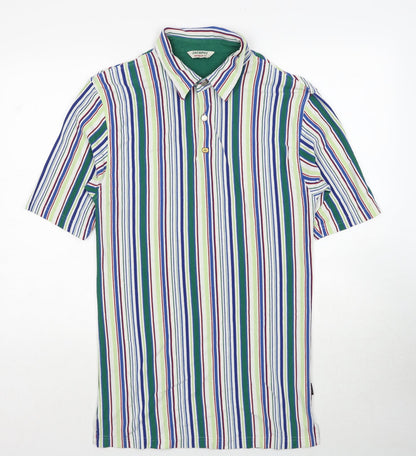 Jackpot Mens Multicoloured Striped Polyester Polo Size M Collared Pullover