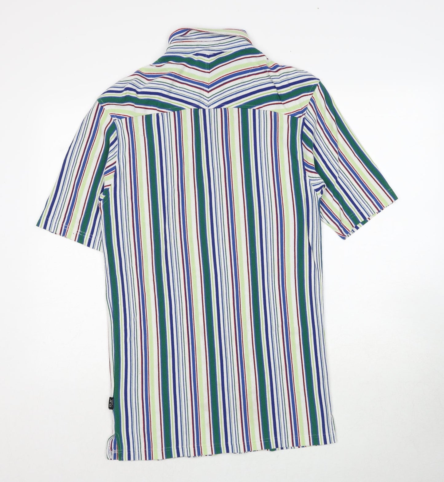 Jackpot Mens Multicoloured Striped Polyester Polo Size M Collared Pullover