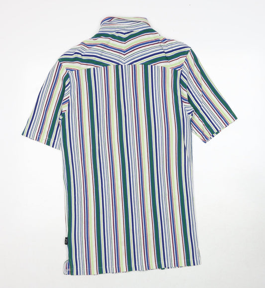 Jackpot Mens Multicoloured Striped Polyester Polo Size M Collared Pullover