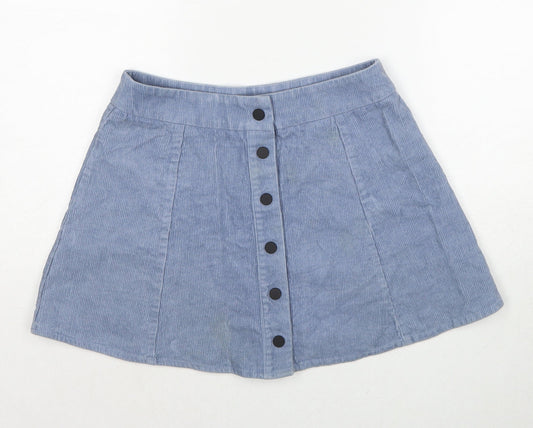 Glamorous Womens Blue Polyester Mini Skirt Size S Button