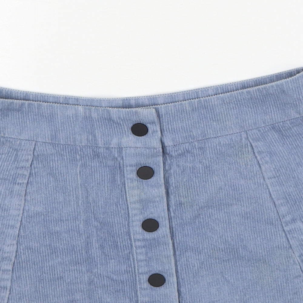 Glamorous Womens Blue Polyester Mini Skirt Size S Button