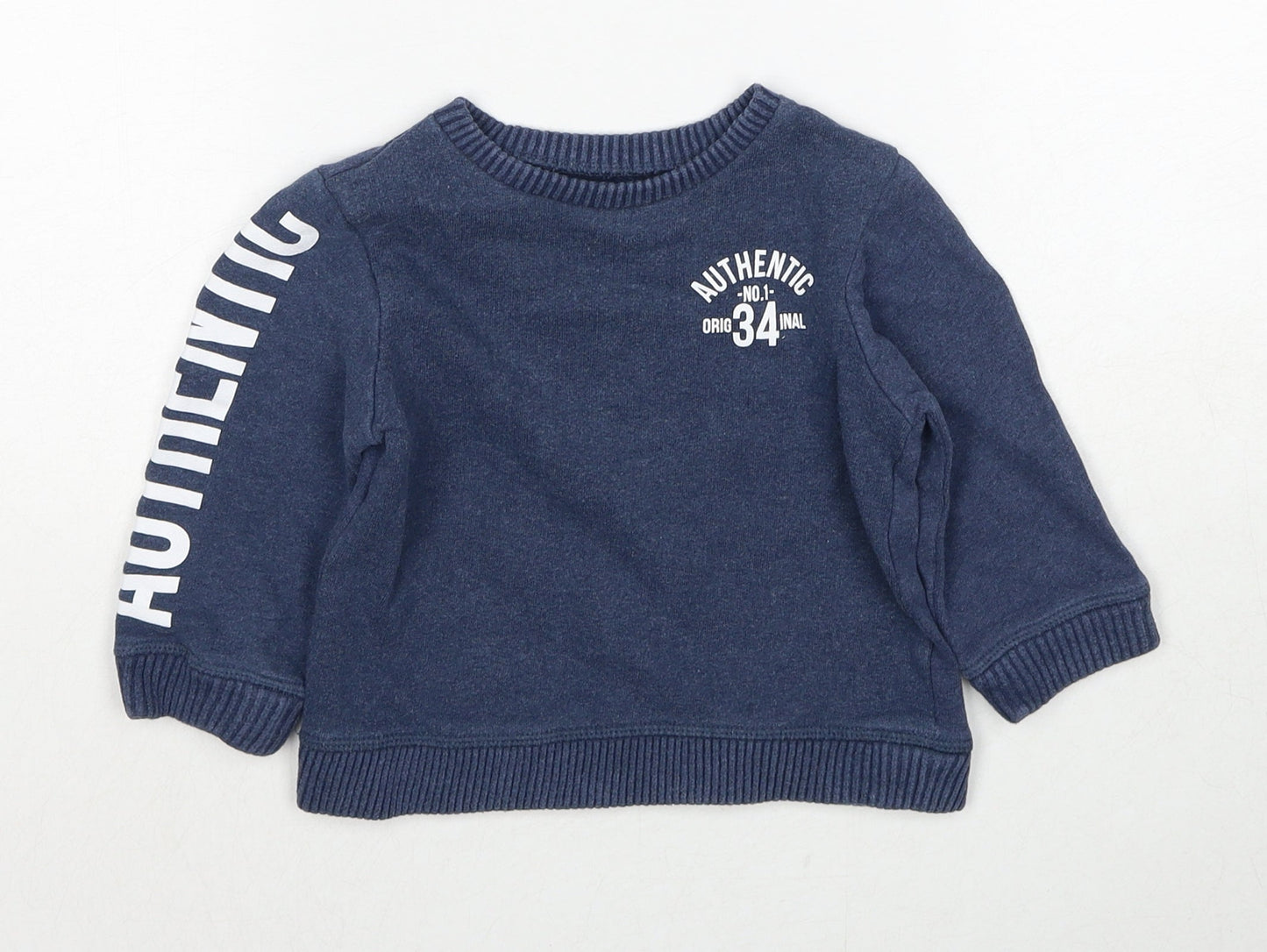 Mothercare Boys Blue Cotton Pullover Jumper Size 12-18 Months Pullover - Authentic