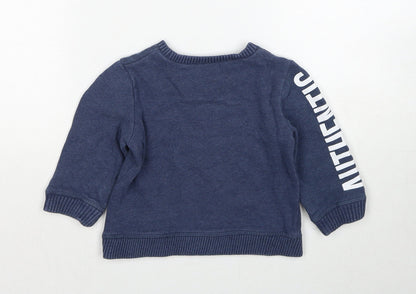 Mothercare Boys Blue Cotton Pullover Jumper Size 12-18 Months Pullover - Authentic