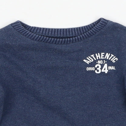 Mothercare Boys Blue Cotton Pullover Jumper Size 12-18 Months Pullover - Authentic