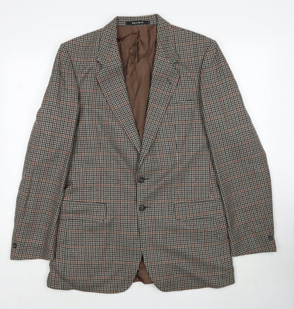 The Avenue Mens Grey Geometric Polyester Jacket Blazer Size 38 Regular