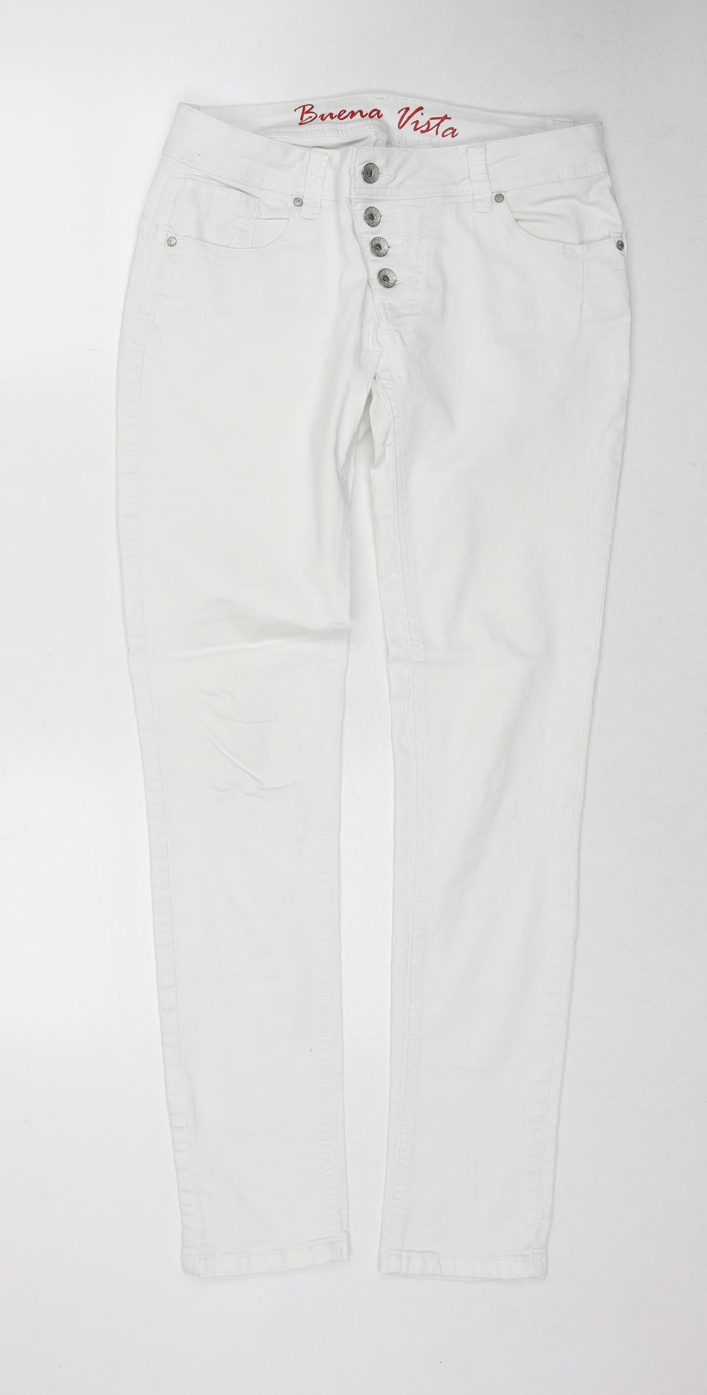 Womens UK Size M Buena Vista Regular Fit Skinny White Jeans
