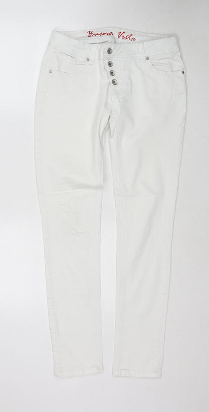 Womens UK Size M Buena Vista Regular Fit Skinny White Jeans