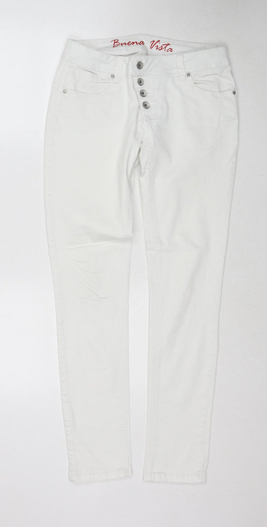 Womens UK Size M Buena Vista Regular Fit Skinny White Jeans