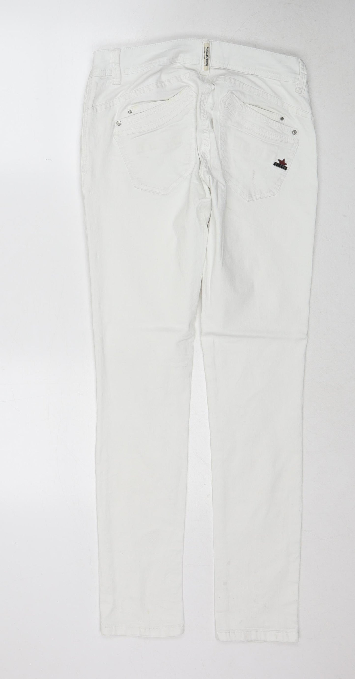 Womens UK Size M Buena Vista Regular Fit Skinny White Jeans