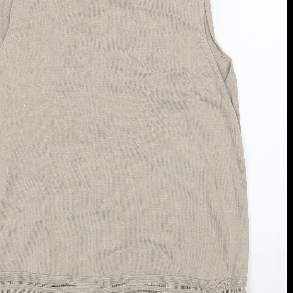 Vientoodonna Womens Beige V-Neck Cotton Cardigan Jumper Size 10