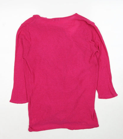 Womens UK Size S Text Pink Cardigan Jumper