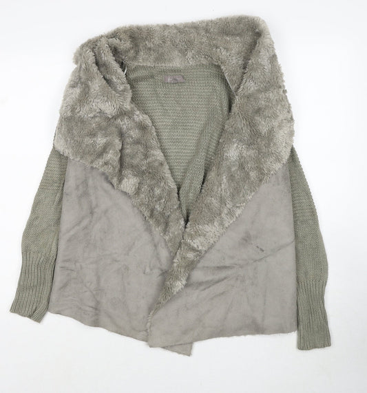 First Avenue Womens Grey V-Neck Polyester Cardigan Jumper Size M - Size M/L