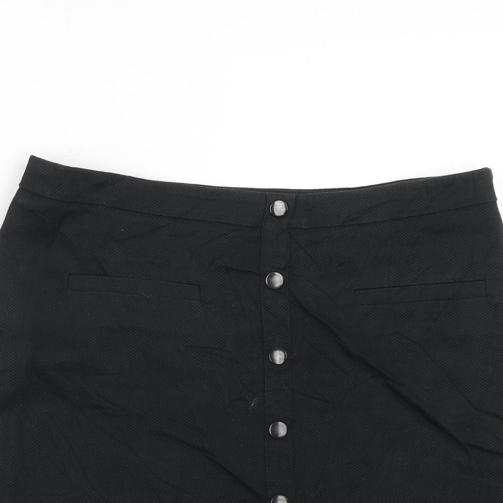 Esprit Womens Black Cotton A-Line Skirt Size 10 Button