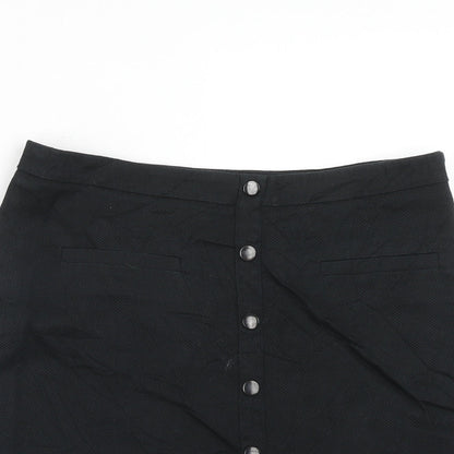 Esprit Womens Black Cotton A-Line Skirt Size 10 Button
