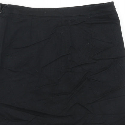 Esprit Womens Black Cotton A-Line Skirt Size 10 Button