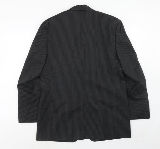 Armando Mens Grey Striped Polyester Jacket Suit Jacket Size 42 Regular