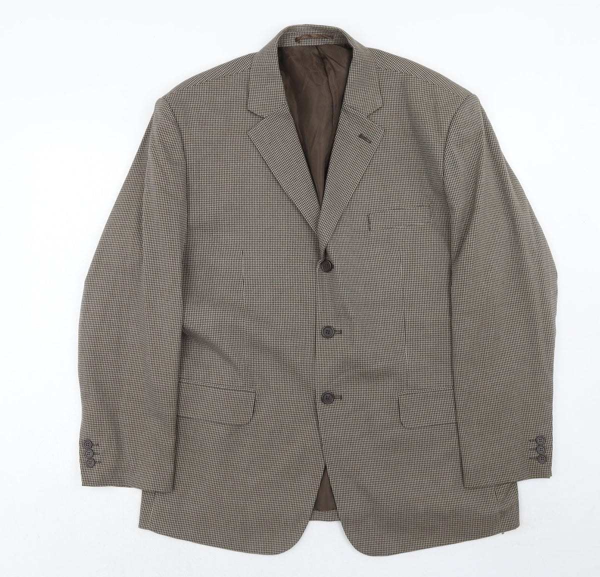 Dannimac Mens Brown Geometric Polyester Jacket Blazer Size 44 Regular