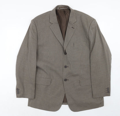 Dannimac Mens Brown Geometric Polyester Jacket Blazer Size 44 Regular