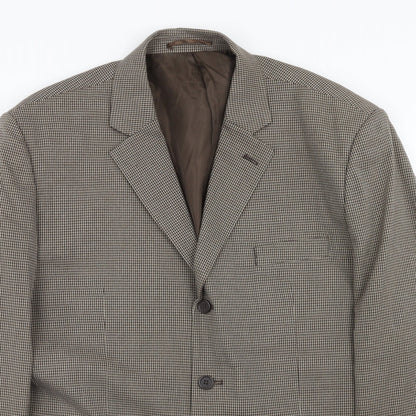 Dannimac Mens Brown Geometric Polyester Jacket Blazer Size 44 Regular