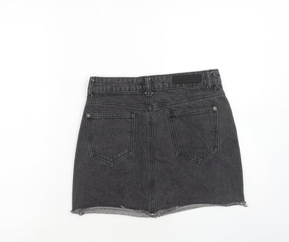 Liquor n Poker Womens Black Cotton Mini Skirt Size 8 Zip