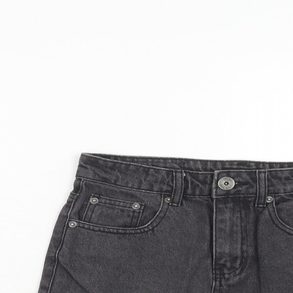 Liquor n Poker Womens Black Cotton Mini Skirt Size 8 Zip