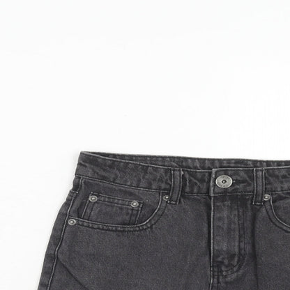 Liquor n Poker Womens Black Cotton Mini Skirt Size 8 Zip