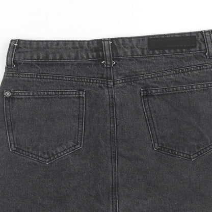 Liquor n Poker Womens Black Cotton Mini Skirt Size 8 Zip