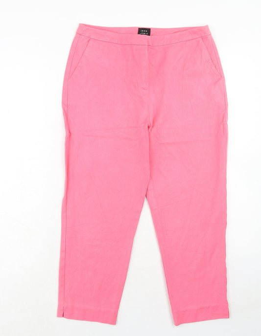 Womens UK Size 10 John Lewis Regular Fit Chino Pink Trousers