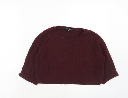 New Look Girls Red Round Neck Acrylic Pullover Jumper Size 10-11 Years Pullover