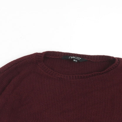 New Look Girls Red Round Neck Acrylic Pullover Jumper Size 10-11 Years Pullover