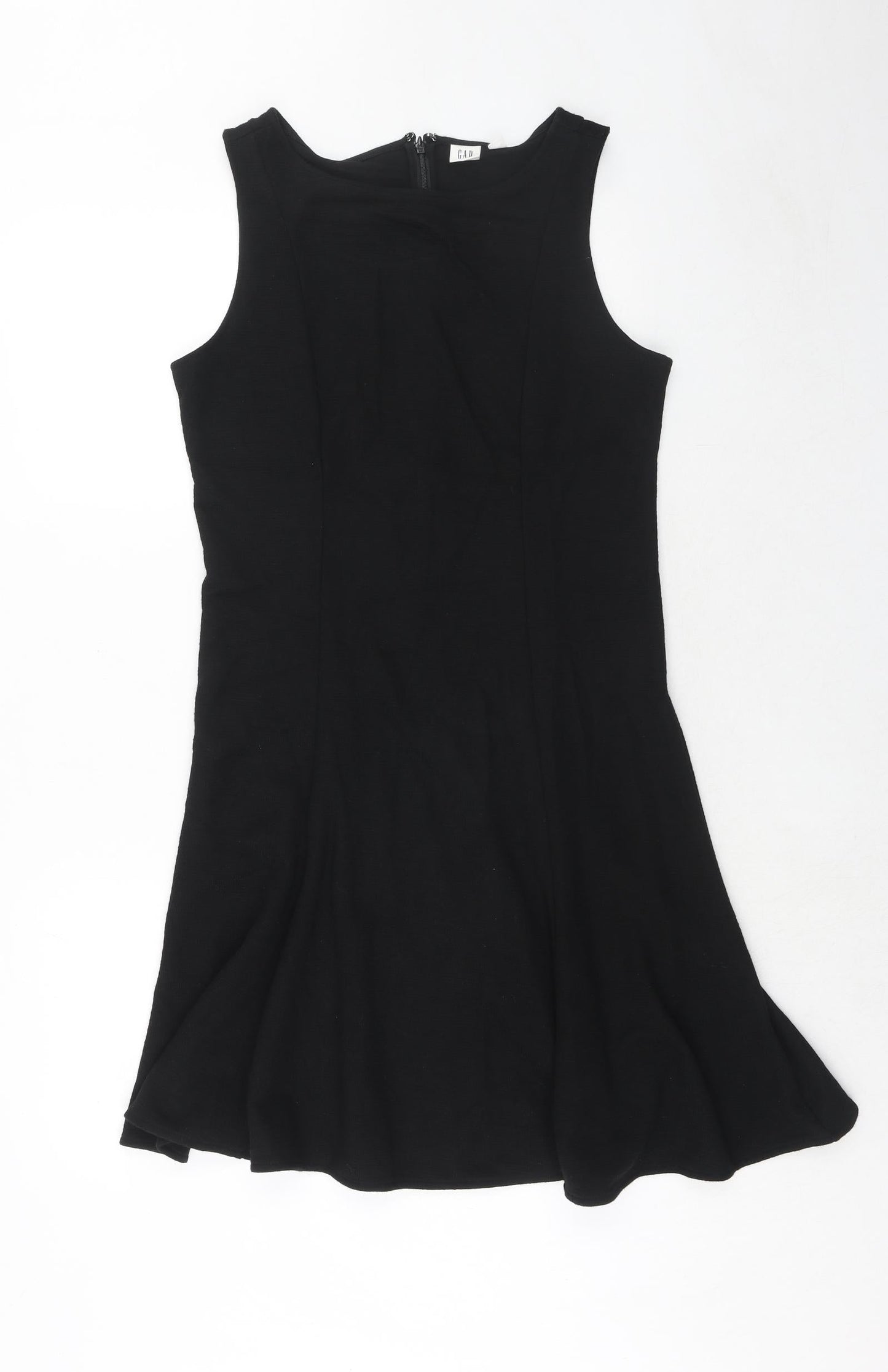 Gap Womens Black Herringbone Viscose Trapeze & Swing Size 8 Round Neck Zip