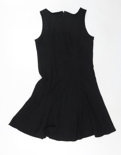 Gap Womens Black Herringbone Viscose Trapeze & Swing Size 8 Round Neck Zip