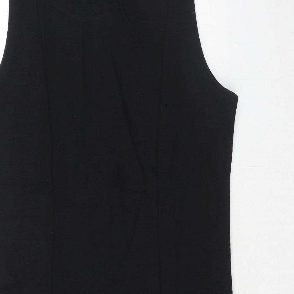 Gap Womens Black Herringbone Viscose Trapeze & Swing Size 8 Round Neck Zip