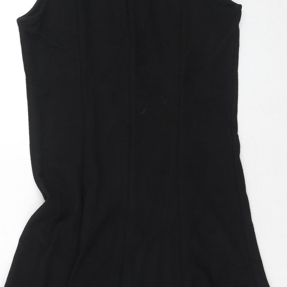 Gap Womens Black Herringbone Viscose Trapeze & Swing Size 8 Round Neck Zip