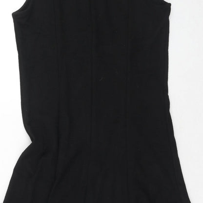 Gap Womens Black Herringbone Viscose Trapeze & Swing Size 8 Round Neck Zip