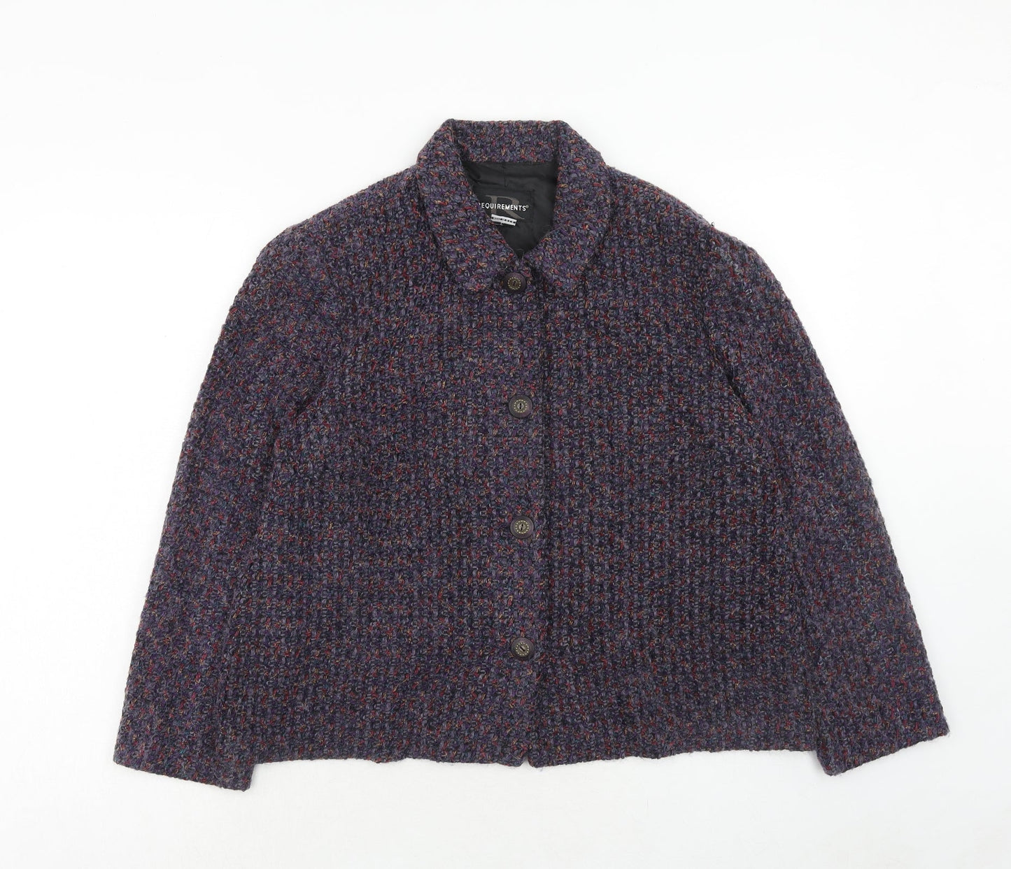 Requirements Womens Purple Geometric Jacket Size L Button