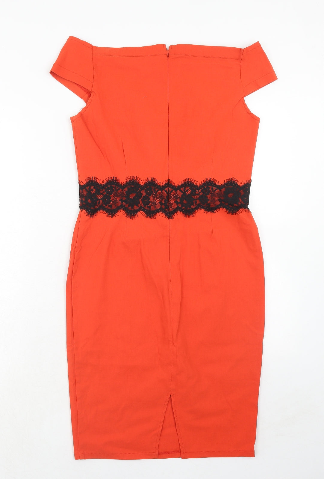 Paper Doll Productions Womens Orange Viscose A-Line Size 12 Boat Neck Zip