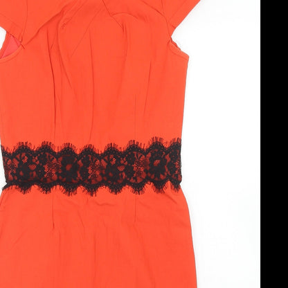 Paper Doll Productions Womens Orange Viscose A-Line Size 12 Boat Neck Zip