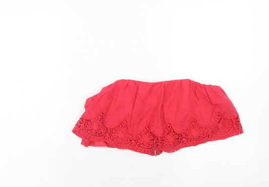 Miss Selfridge Womens Pink Geometric Cotton Cropped Tank Size 14 Square Neck