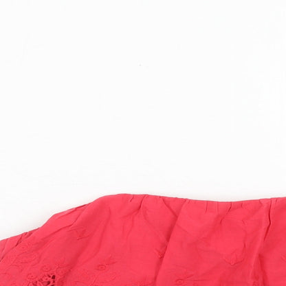 Miss Selfridge Womens Pink Geometric Cotton Cropped Tank Size 14 Square Neck