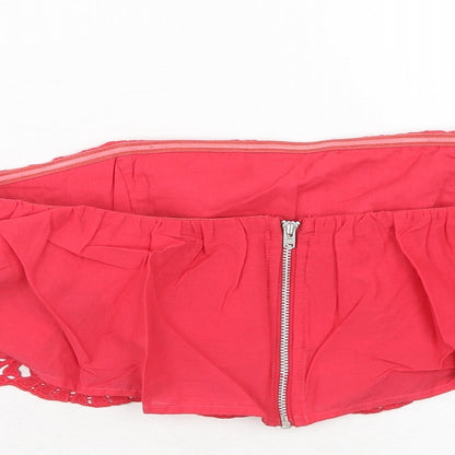 Miss Selfridge Womens Pink Geometric Cotton Cropped Tank Size 14 Square Neck