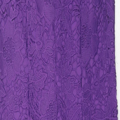 Klass Womens Purple Geometric Polyester A-Line Size 12 Round Neck Zip