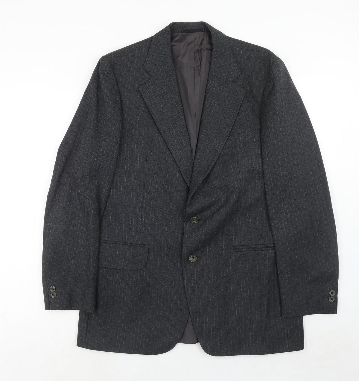 Blue Quill Mens Grey Striped Wool Jacket Suit Jacket Size 40 Regular