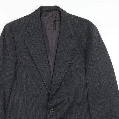 Blue Quill Mens Grey Striped Wool Jacket Suit Jacket Size 40 Regular