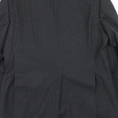 Blue Quill Mens Grey Striped Wool Jacket Suit Jacket Size 40 Regular