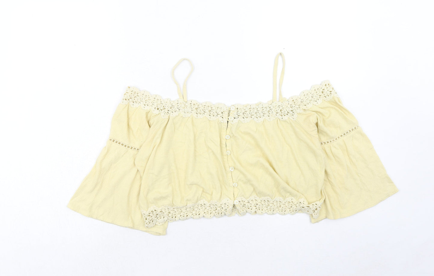 Womens UK Size 10 Topshop Yellow Cropped Blouse