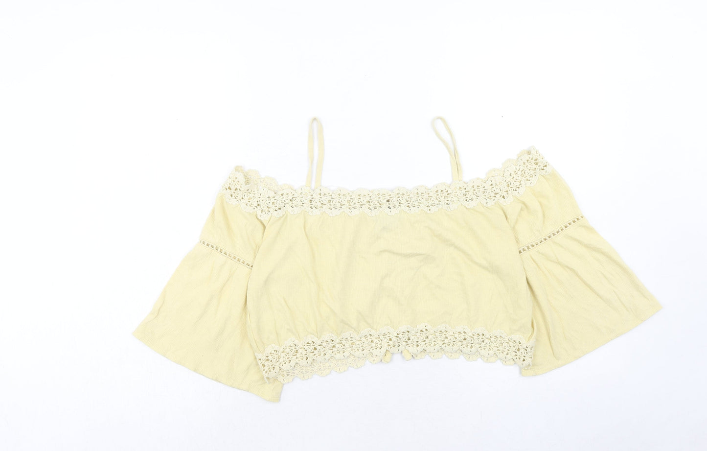 Womens UK Size 10 Topshop Yellow Cropped Blouse