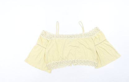 Womens UK Size 10 Topshop Yellow Cropped Blouse