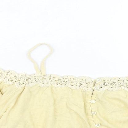 Womens UK Size 10 Topshop Yellow Cropped Blouse